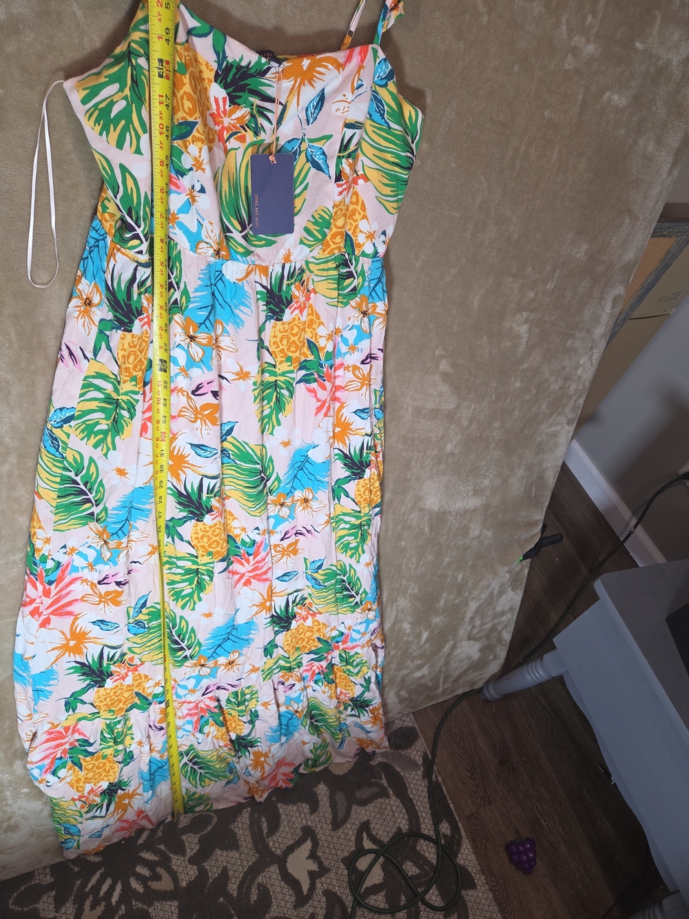 Skies Are Blue Tropical Print Maxi Dress — Green, Yellow, Blue, Pink